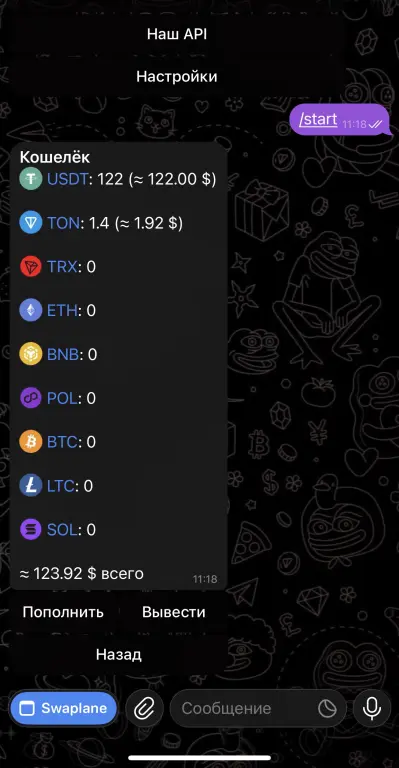 Swaplane - крипто экосистема в telegram